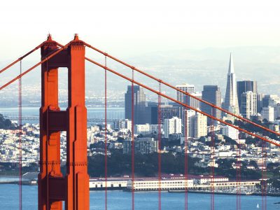 San Francisco with the Golden Gate bridge San Francisco from San Francisco Headlands